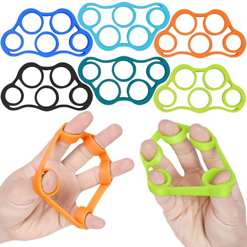 Image of 6Pcs Finger Extension Bands - Finger Stretcher Exerciser Silicone Grip Strengthener, 3 Resistance Levels, Ergonomic Hand Exerciser with Shape-Retention, Tear-Resistant Comfort Grip for Hand Recovery