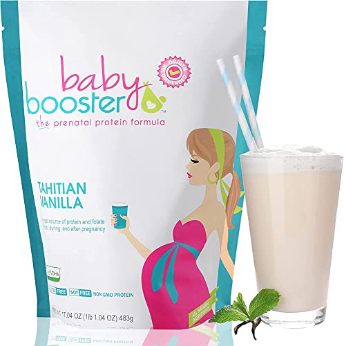 Image of Baby Booster Tahitian Vanilla Prenatal Vitamin Supplement and Protein Shake, Caffeine Free, All Natural, Vegetarian DHA, High Protein, Methyl Folate, B Vitamins, Great for Morning Sickness, 1 lb