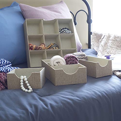 Image of Household Essentials Brown 722-1 Deep 3 Section Drawer Organizer Box for Storage | 12 in x 6.13 in x 3.13