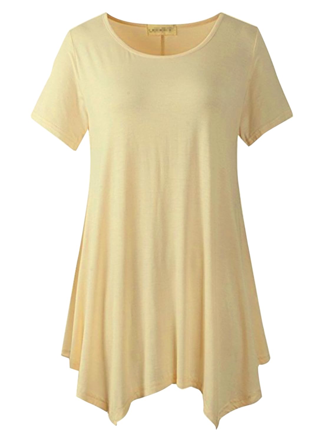 crazy bean Camiseta Manga Corta Mujer Verano Longitud T-Shirt Basicas con Cuello Redondo Tallas Grandes Casual Camisetas Vestido Yoga Larga y PlegableColor Sólido