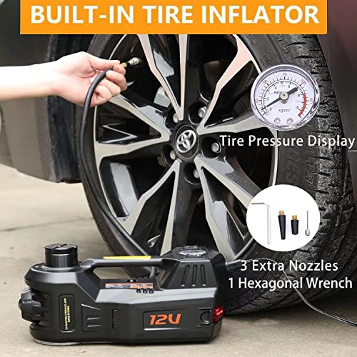 Mautyke Electric Hydraulic Car Jack Kit - 5 In 1 Air Floor Jack Stand Portable Trailer Truck Lift Jack Automatic Car Emergency Kit With Integrated Air Pump And Impact Wrench For Tire Changing #TOP5