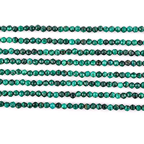 Qnavic Natural Malachite Gemstone Micro Faceted Rounds Beads Strand Drilled Stone Chakra Healing Crystals Diy Jewelry Making Wholesale Bulk Loose Supply Strand 30Cm (1 Strand) #TOP5