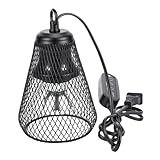 Generic Reptile Heater Lamp Mesh Cage Lampshade for Safety Protection Adjustable Settings for Turtles & Lizards Metal 4.7" Height Bulb Guard for Reptile Terrarium (US Plug)
