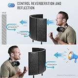 CAHAYA Microphone Isolation Shield Studio Mic Sound Absorbing Foam Professional Desktop or Mounted on Stand Recording Equipment Foldable 5-Panel Mic Isolator Panel for Condenser Microphone - Image 7