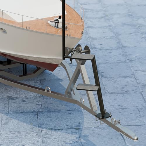 Efficraft Boat Trailer Steps Freestanding Handrail, 23.65\" Height, Non-Slip Surface, Rust-Resistant, Fits Elevated Platforms & Trailers – Multiple Sizes