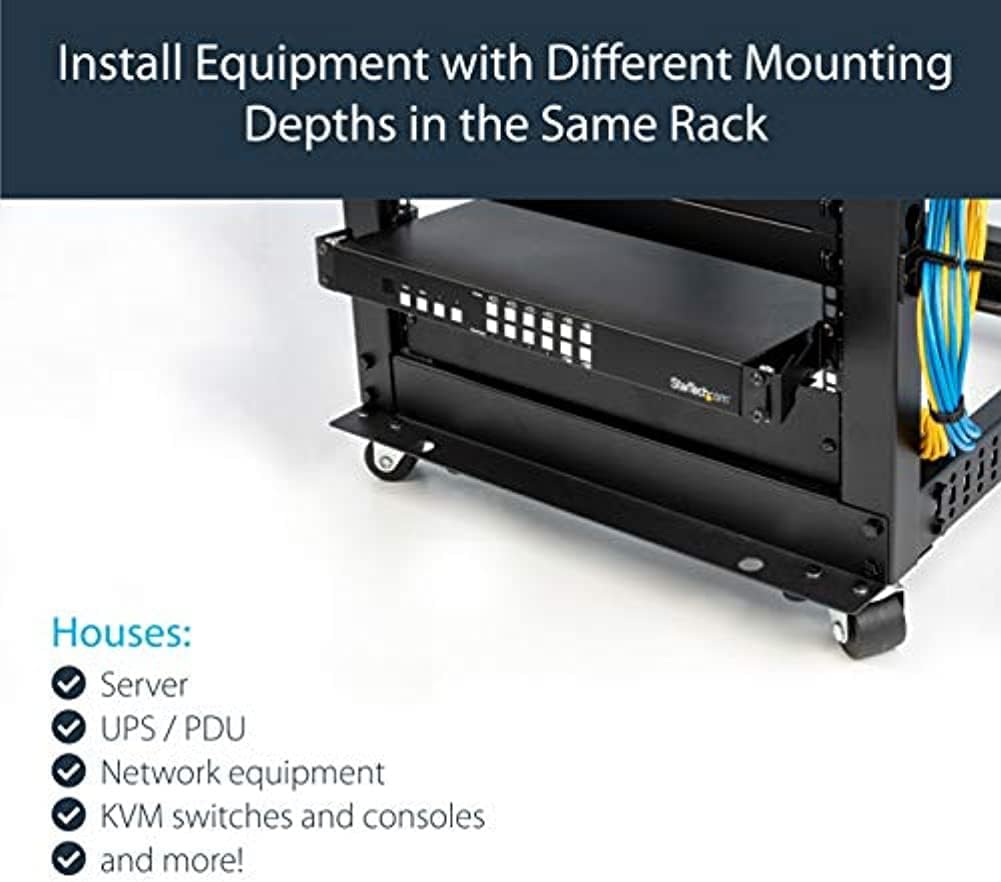 StarTech.com Server Rack Depth Extender - 1U - 4in / 10 cm - TAA Compliant - Recessed Rack Adapter - Rack Mount Adapter Kit - Network Rack Extender (RDA1U)