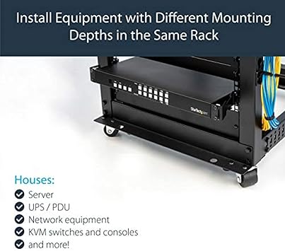 Server Rack Depth Extender - 1U - 4in / 10 cm - TAA Compliant - Recessed Rack Adapter - Rack Mount Adapter Kit - Network Rack Extender (RDA1U)