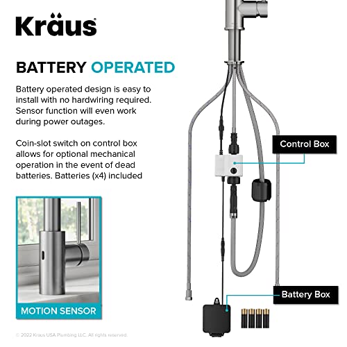KRAUS Oletto Touchless Sensor Commercial Pull-Down Single Handle Kitchen Faucet with QuickDock Top Mount Assembly in Matte Black - image 8