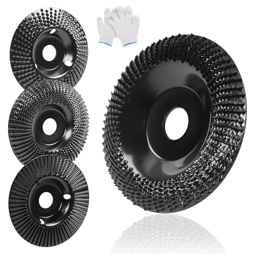 4 pieces angle grinder wood carving disc 125 mm with wood grinding wheel, grinder shaping disc for angle grinder, angle grinder attachment with 22.23 mm spindle and M14 thread