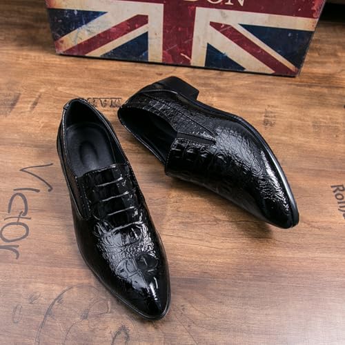 Men's Fashion Crocodile - Embossed Leather Shoes, Elegant Formal Footwear - Suitable for Office Days, Ceremonies & Business Trips2