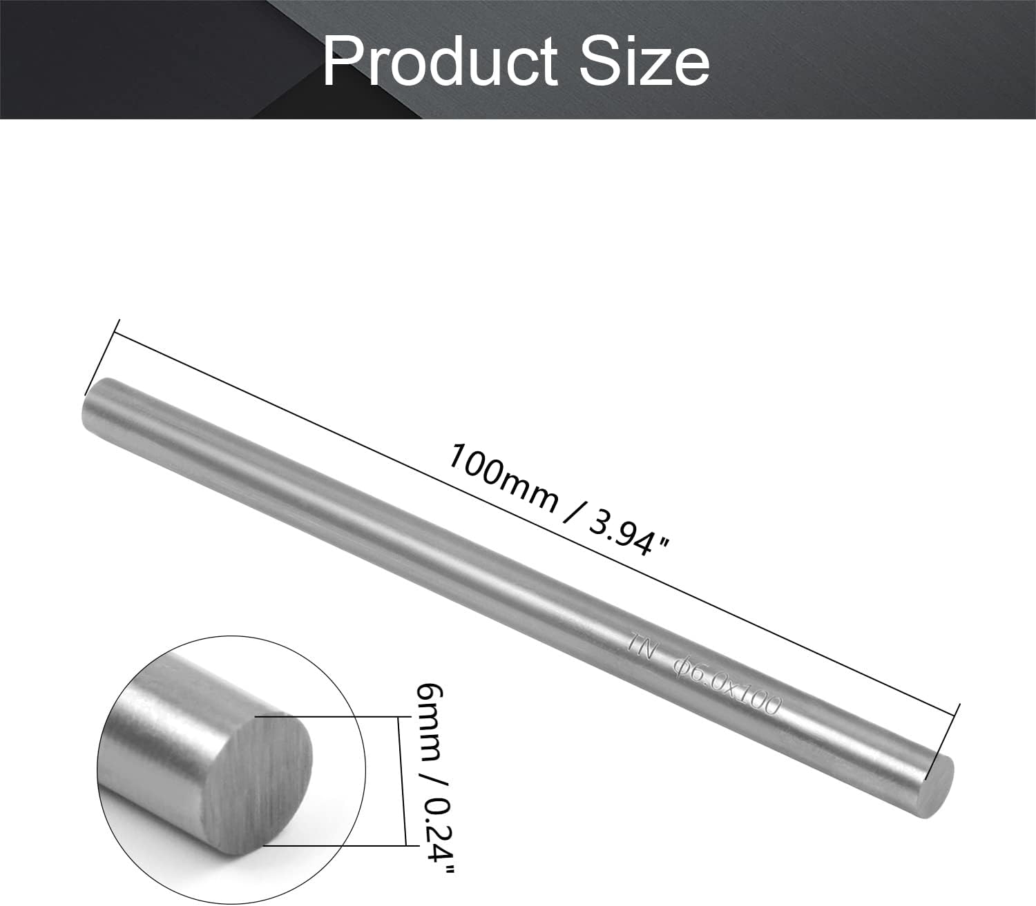 Utoolmart Tungsten Rods K10 Tungsten Steel Lathe Round Rod Solid Shaft Bar 6mm Dia 100mm Length