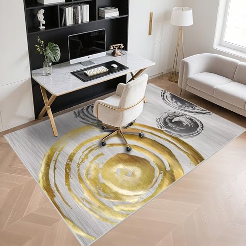Tapis chambre adolescent moderne 120x200cm jaune gris salon