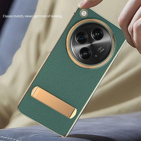 Image of MILLION CASES Back Cover Case for OnePlus Open Shockproof Protective Business Elite Plating Leather Kickstand Case for Men & Boys(Black)