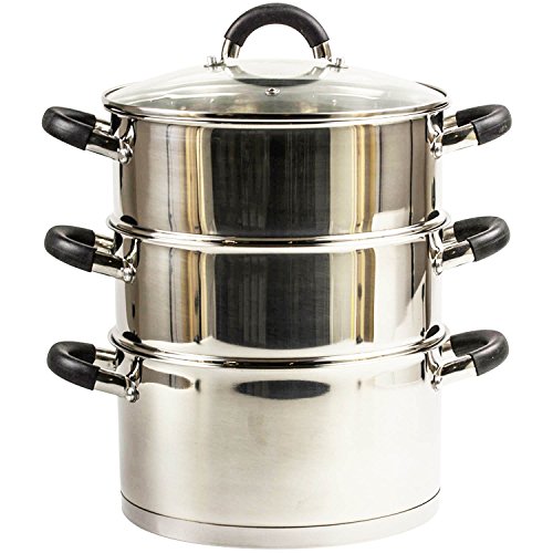 20Cm 3 Tier Stainless Steel Steamer Cooker Pot Set Glass Lid Kitchen Cookware 1 Gallery Image