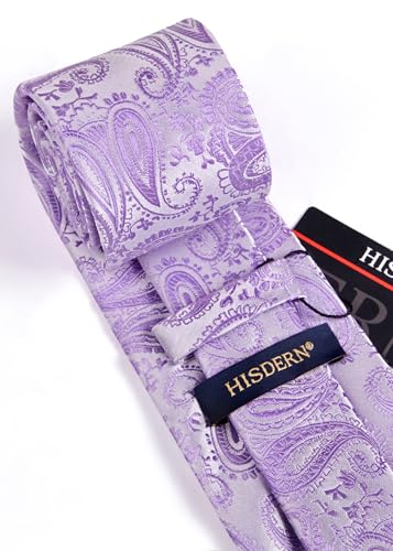 Image of HISDERN Ties for Men Paisley Floral Mens Ties and Pocket Square Cufflinks Set Classic Business Necktie Handkerchief