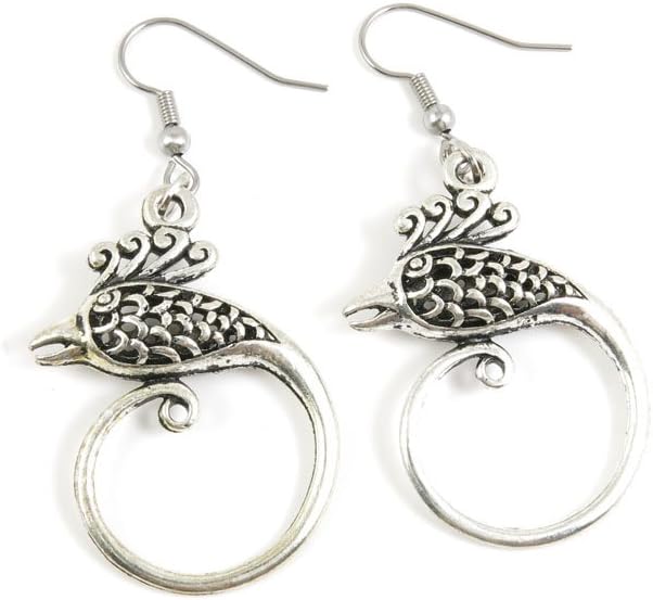 10 Pairs Jewelry Making Charms Supply Supplies Wholesale Fashion Antique Silver Tone Earring Backs Findings Ear Hooks K1GJ1 Hollow Phoenix