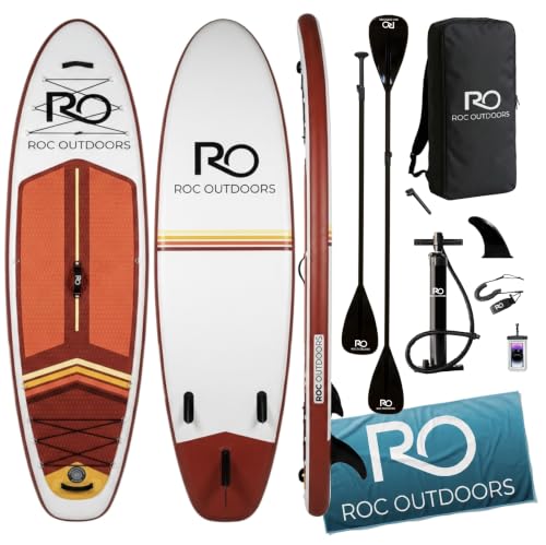 Image of Roc Inflatable Stand Up Paddle Board 10' 6 inch with Premium SUP Paddle Board Accessories, Wide Stable Design, Non-Slip Comfort Deck for Youth & Adults