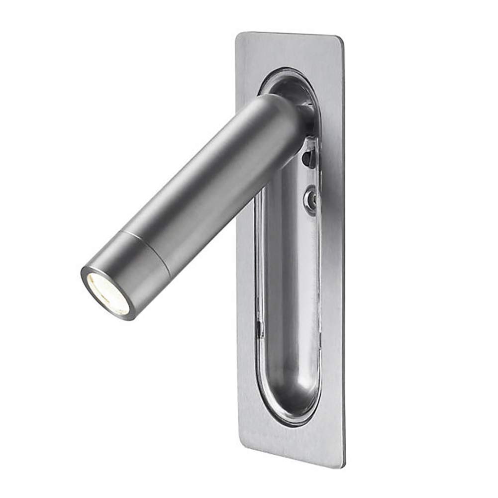 NZDY Wall-Mounting Bedside Wall Light, Led 3W Reading Wall Lamp Warm White 3000K Indoor Wall Sconce with Switch for Bedroom Office Study,Chrome,7In