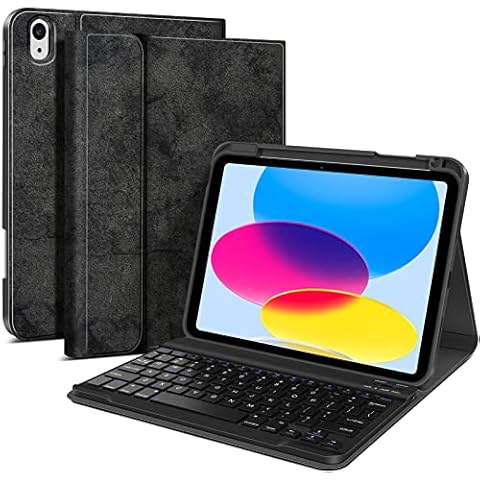 JUQITECH Keyboard Case for iPad 10th Generation 2022 10.9 inch Wireless Bluetooth Magnetic Detachable Rechargeable Keyboard iPad 10th Gen 10.9" Smart Tablet Folio Cover Case with keyboard, Black Cover