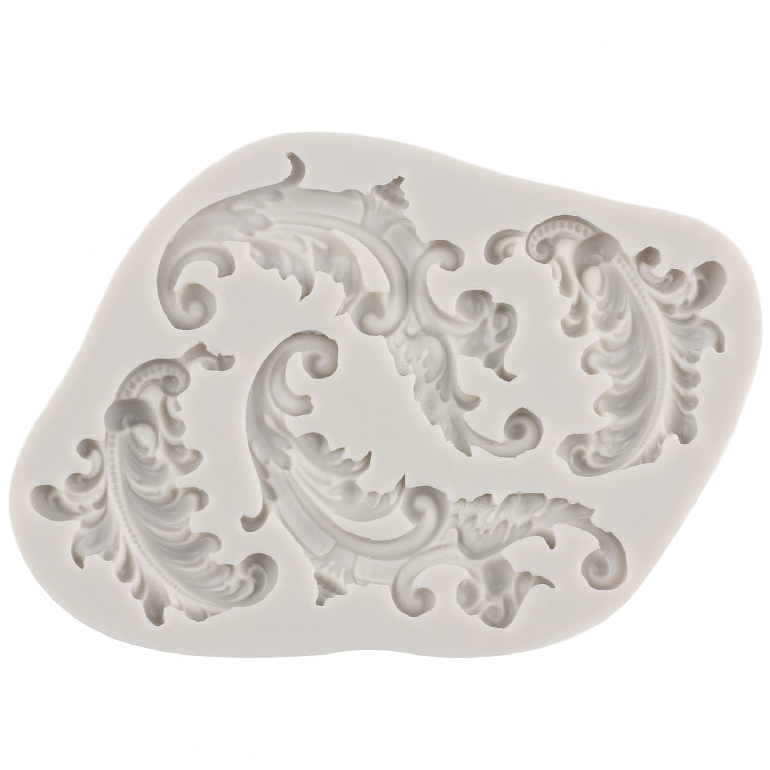 RFGHAC Set di 5 stampi in silicone barocco per fondente e riccioli, con bordo in pizzo