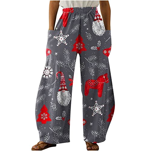 NUSGEAR Jogginghose Damen Weihnachtshose Hohe Taille Lässige Sporthose Tasche Christmas Trainingshose Kreative Weihnachts-Hose mit weitem Bein, Weihnachts-Motiv Vintage-Stil, lässige Hose mit Taschen Cover