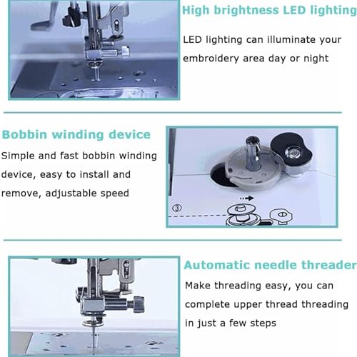 Automatische naaimachine, elektrische borduurmachine 160 ingebouwde ontwerpen, naaisnelheid: 0-650 tpm/2 soorten borduurframes (100 x 100 mm/100 x 235 mm), voor professionals - Image 7
