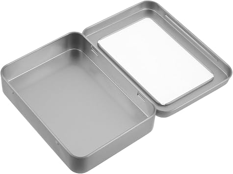 Tinplate Storage Box Small Outdoor Storage Hinged Tin Box Rectangular Easy Open Lid for Access