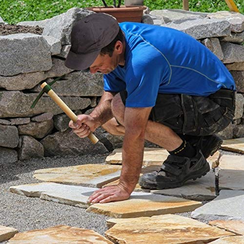 Pickaxe Hoe with Wooden Handle, for Yard Garden Digging Weeding Vegetable Transplanting Planting (L)