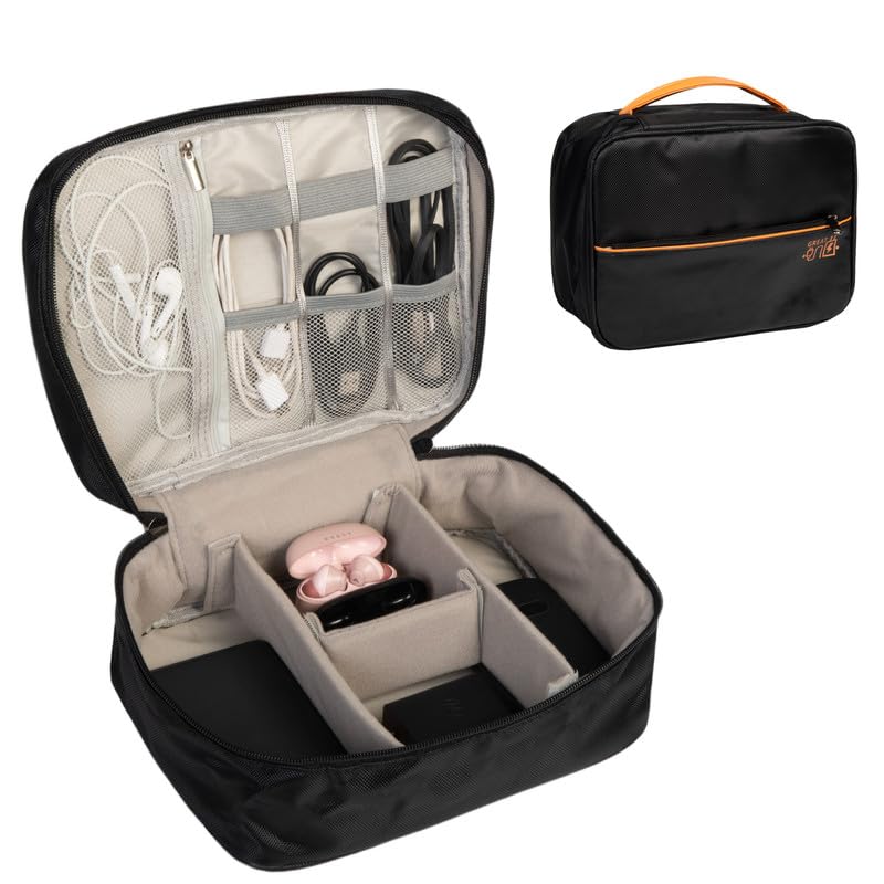 Sponsored Ad - HomeStrap Tech Organizer Case for Electronics Accessories | Storage Pouch for Chargers, Cables, Power Banks, SD Cards & Earphones | Waterproof & Travel-Friendly Gadget Bag – Black, Large