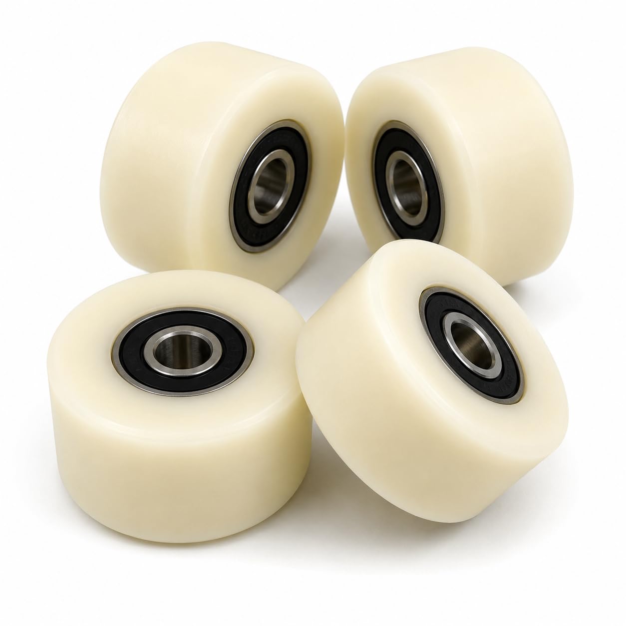 Lot de 4 Roues Polyamide Nylon Ø40x20mm avec Roulements à Billes – Roulettes Haute Résistance jusqu’à 40 kg par Roue – Galets pour Backstand, Belt Grinder, Machines & Convoyeurs – Alésage 8mm