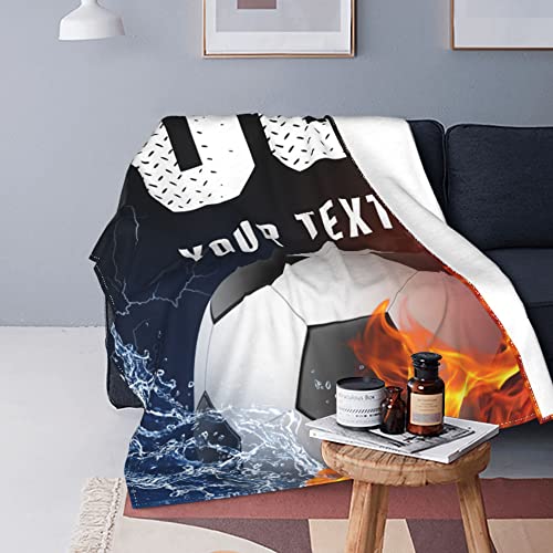 Soccer Blanket, Custom Blanket With Name Text, Soccer Team Gifts For Men, Personalized Football Gifts Flannel Blanke For Boys 8-12, Football Player Gifts Company Customization, Party Customization #TOP2