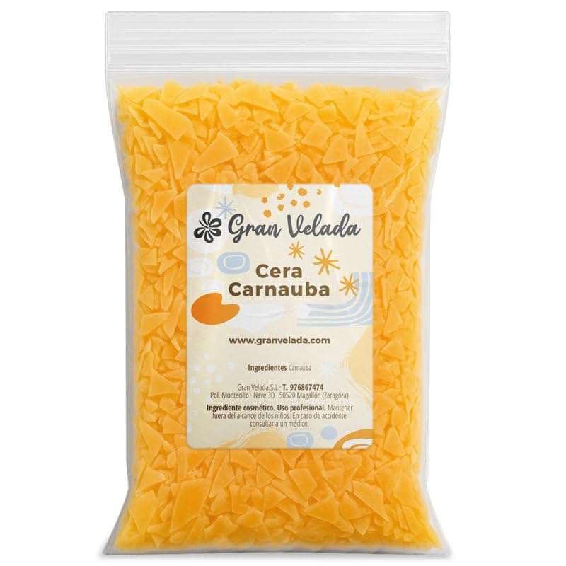 Gran Velada Cera Carnauba Vegetal Natural 1000 g | Cera Dura para Cosmética Natural, Jabones, Cremas y Labiales | Emoliente e Hipoalergénica | Ideal para DIY