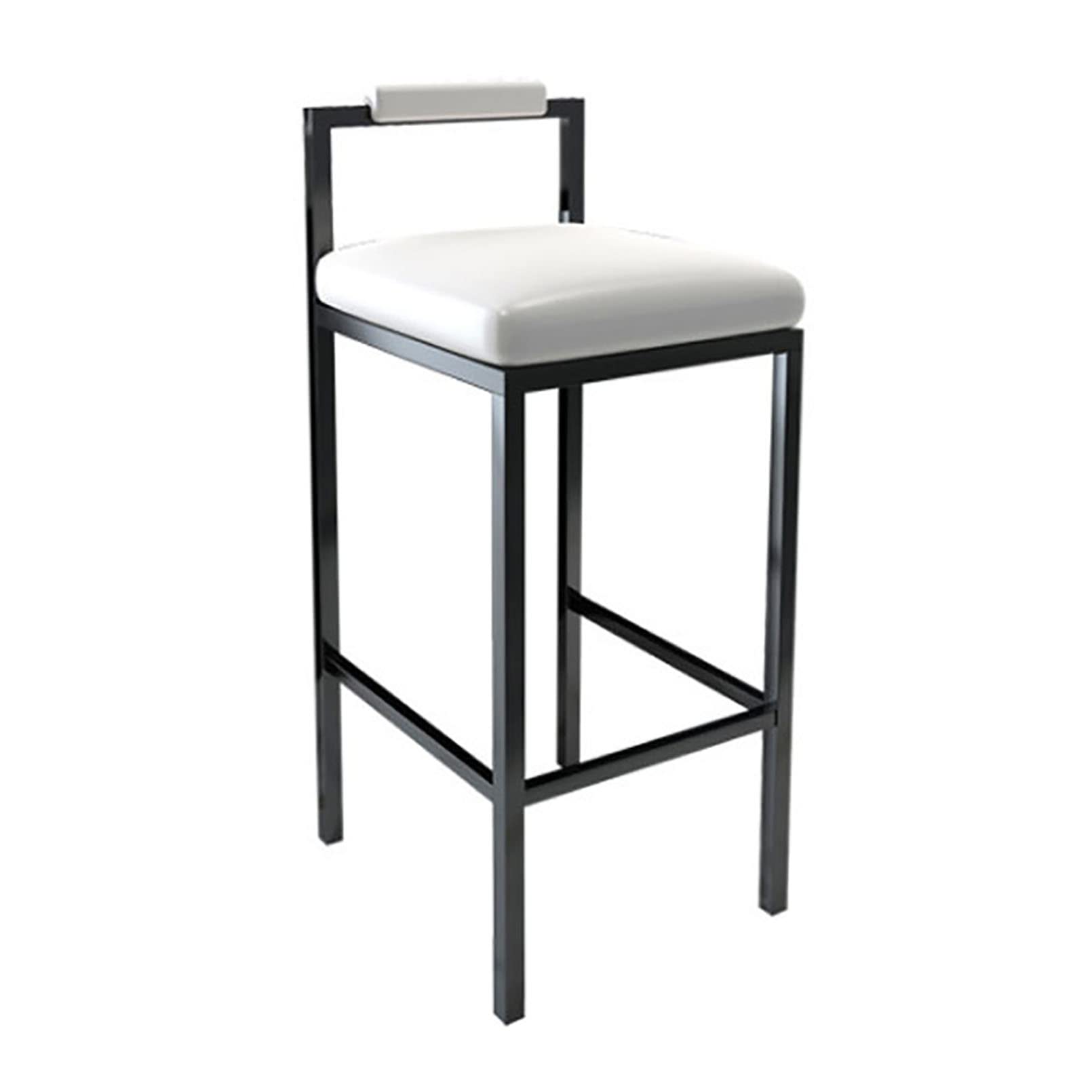 AYCDL Modern Metal Barstools with B& Footrest and PU Leather Seat Kitchen Counter Chairs for Island and Dining Room 75cm Seat Height,White-Seat Height 65cm