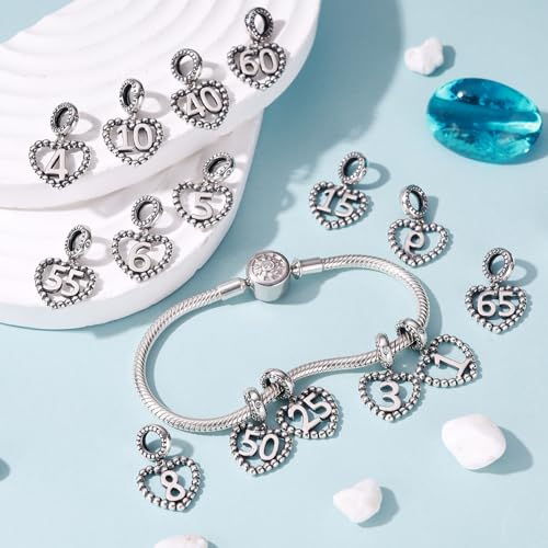 Image of 925 Sterling Silver Number Charm fits Pandora, Gift for Women