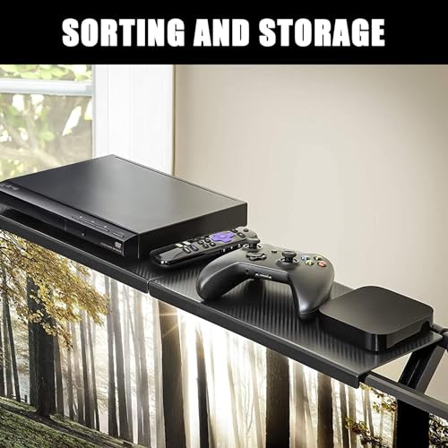YOYIAG 2Pcs Adjustable TV Top Shelf Monitor Top Storage Shelf, Monitor Screen Shelf, for Cable Box Streaming Devices, Router - Image 4