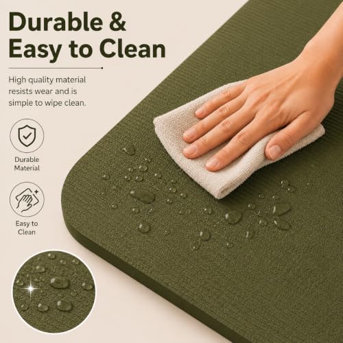 Image of Yoga Mat for Women and Men 6mm with Carry Strap EVA Material Extra Thick Exercise Mat for Workout Yoga Fitness Pilates and Meditation, Anti Tear Anti Slip For Home & Gym Use (Olive, 6mm)