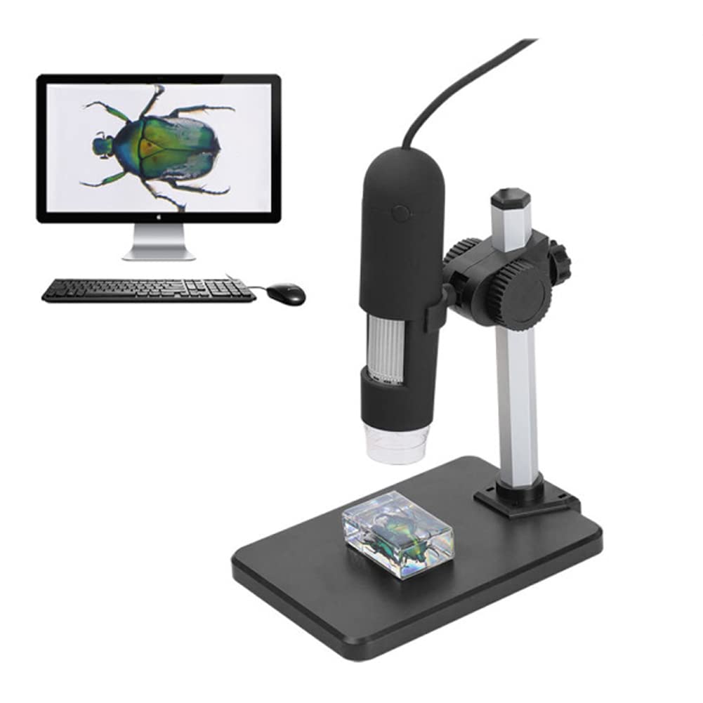 I38CS Digitales Mikroskop mit 1000x Vergrößerung, 8 LED, 2MP USB Mini Videokamera, Endoskop Lupe mit Ständer