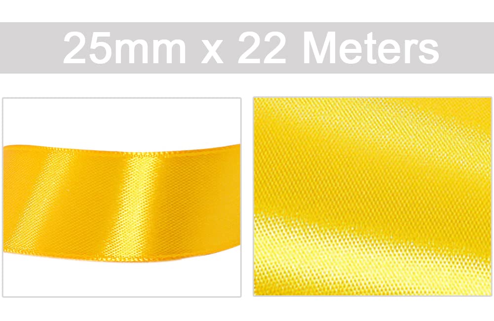 Nastro Di Raso Giallo Pallido 10mm X 22-25m - GCS - Perfetto Per Bomboniere E Fai Da Te