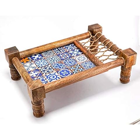 Hind Handicrafts Handmade Wooden Snack Tray Cover