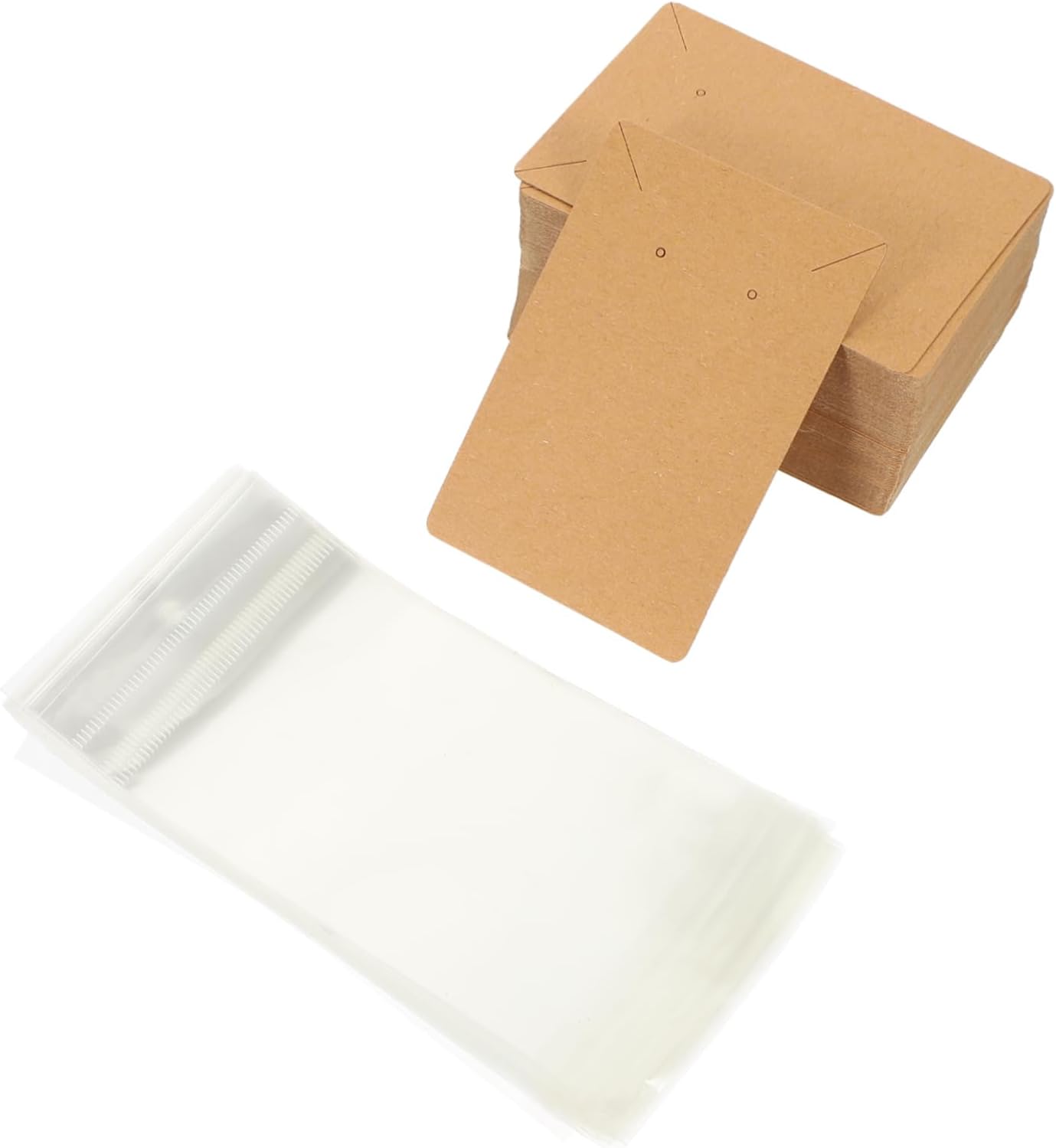 200 Pcs Jewelry Display Cards Durable Kraft Paper Earring & Necklace Holder Cards with OPP Bags for Professional Jewelry Presentation and Packaging