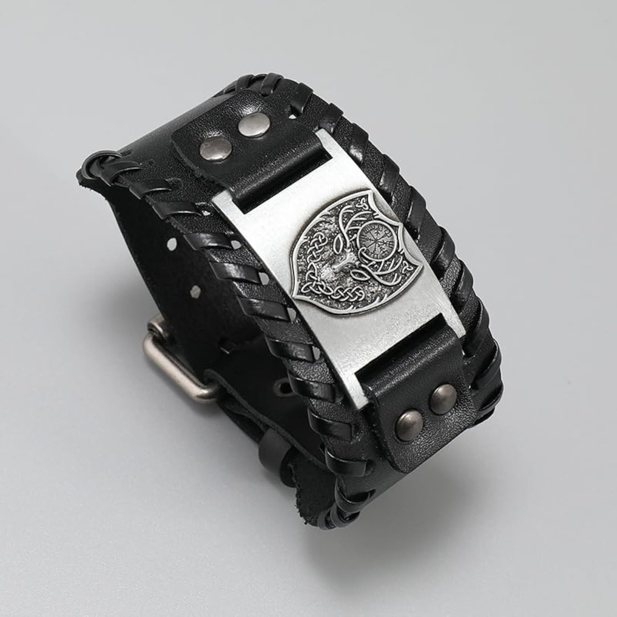 Men's Retro Braided Leather Bracelet, Adjustable Fit