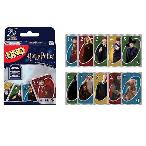 Mattel Games UNO Harry Potter, Jeu De Cartes Familial pour Enfants Et Adultes, Jeu De Société pour Soirée Jeux en Famille Ou en Voyage, 2 À 10 Joueurs, Jouet pour...