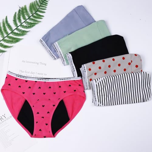 Image of Demifill Teen Girls Period Panties Juniors First Period Starter Underwear Soft Briefs Pack of 6 Multipack