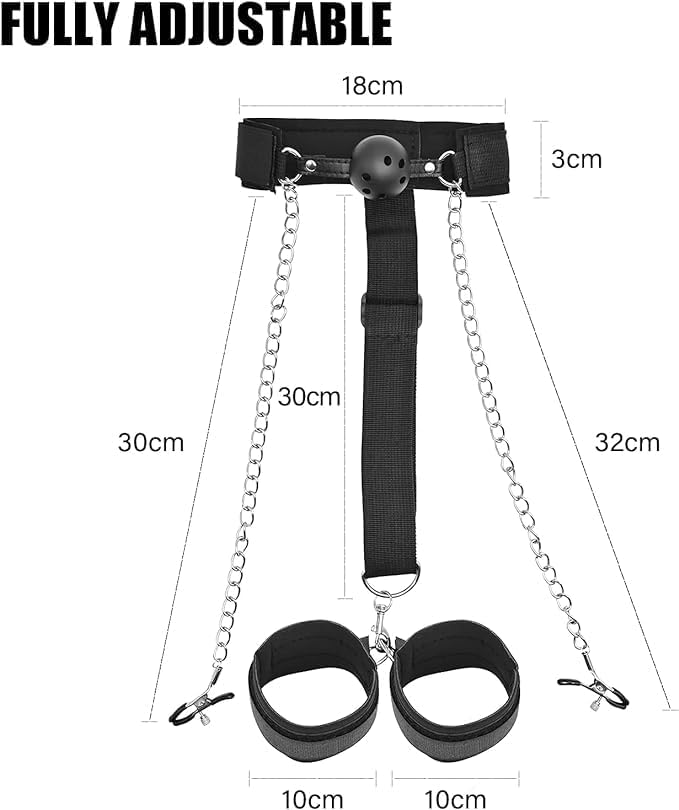 Sex Restraints Neck Collar Bondage，BDSM Neck to wrist Restraints Rope Kit Adjustable Sex Bondage Set for Couples Sex Furniture Mouth to Wrist Behind Back Bondage Restraints Sweater A2A3