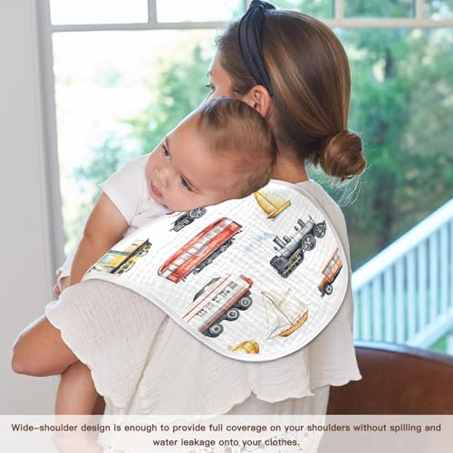 vvfelixl Muslin Burp Cloths Vintage Vehicle Baby Washcloths for Baby Girl Boys 2 Pack4