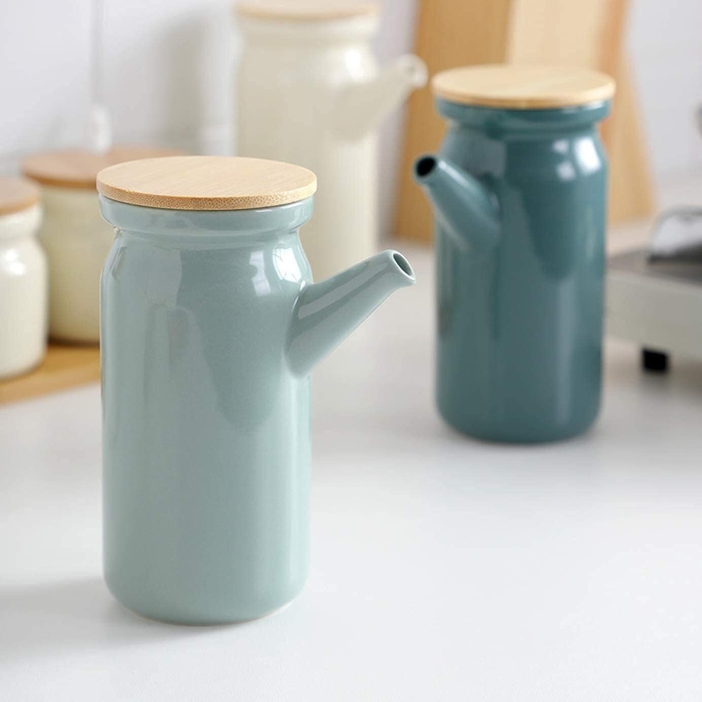 Olive Oil Bottle or Vinegar Bottle Drizzler Olive Oil Dispenser Bottle for Kitchen 500ml-Home Essentials Ceramic Oil and Vinegar Dispenser Bottles with Cork STO