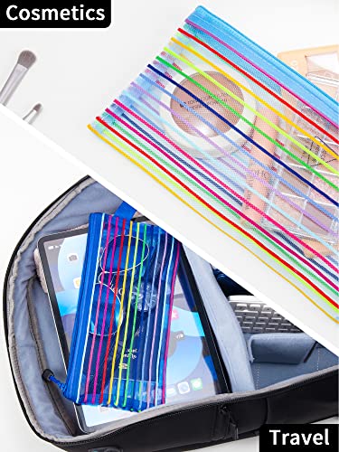 Jarlink 40 Pack 10 Colors Zipper Mesh Pouch, Storage Pouches Multipurpose Travel Bags For Office Supplies Cosmetics Travel Accessories Multicolor #TOP6