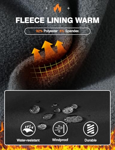 donhobo Damen Wanderhose Outdoorhose Wasserdicht Softshellhose Winddicht Warm Gefüttert Snowhose Skihose Winter Trekkinghose, Schwarz, L