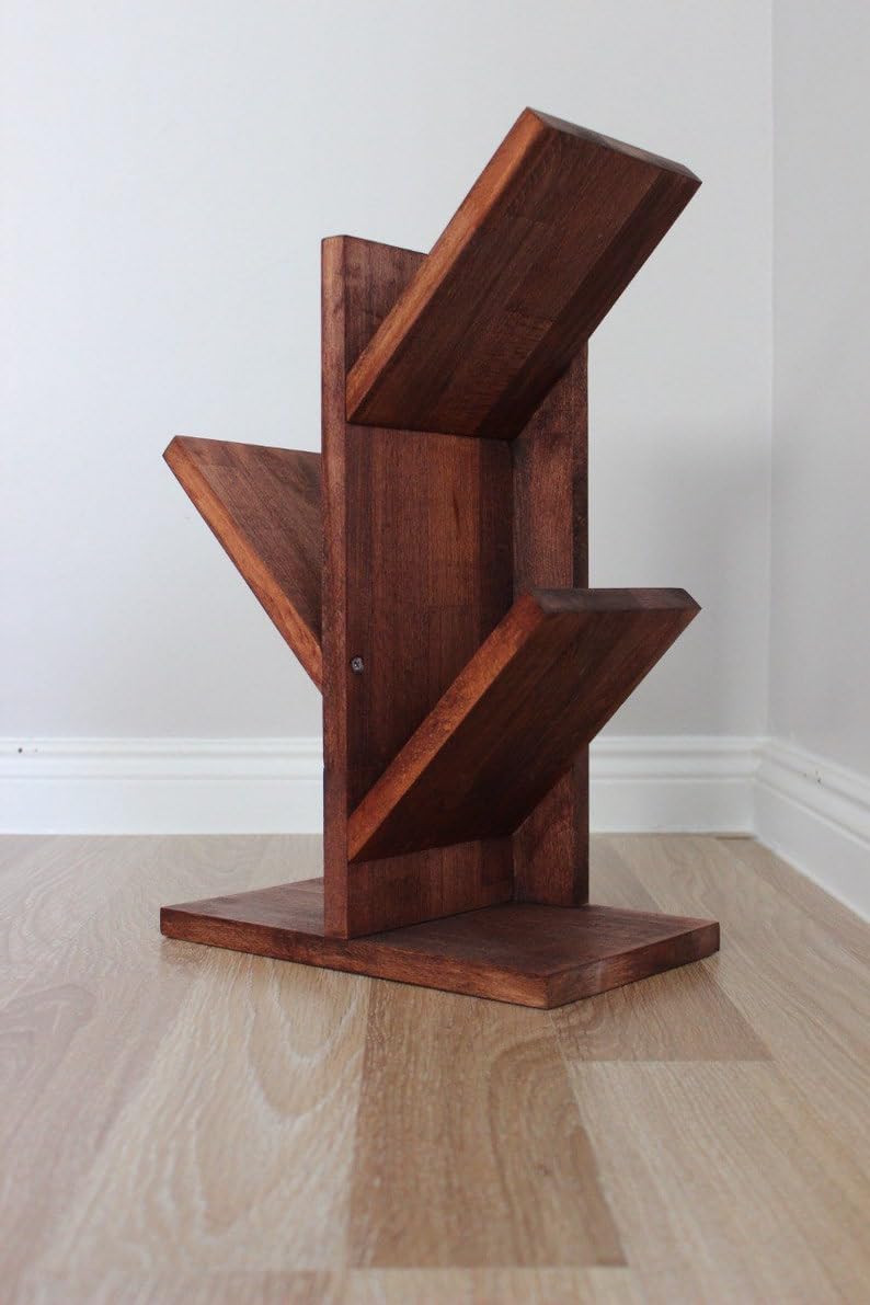 direfly Tree Style Bookshelf, Tabletop Bookcase, Wooden Bookshelf
