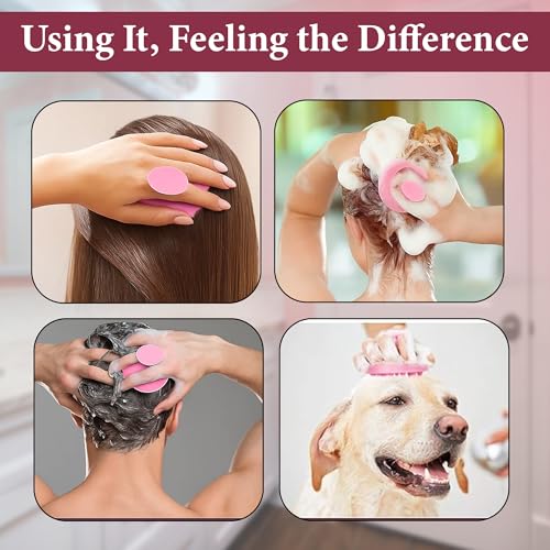Image of GLUN Pack of 2 Scalp Shampoo Brush - Silicone Hair Scalp Massager for Dandruff Removal & Deep Cleansing (Pink)